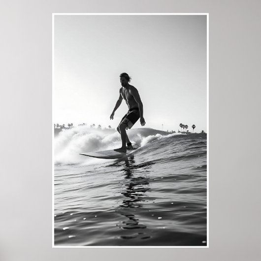 zwart-wit Surf Foto Poster (Voorkant)