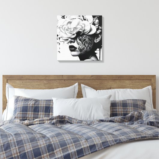 Zwart-wit Surreal Collage Portret Canvas Afdruk (Insitu (Slaapkamer))