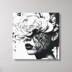 Zwart-wit Surreal Collage Portret Canvas Afdruk