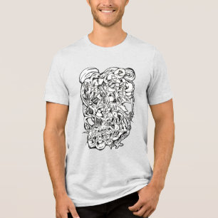 Zwart-wit surrealistische Abstracte kunst Tri-Blend Shirt