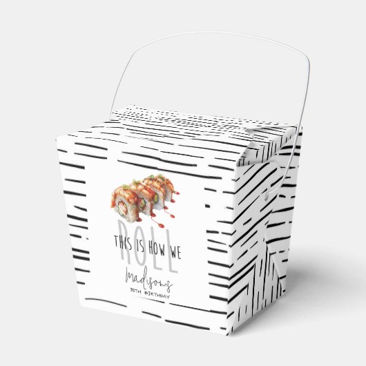 Zwart Wit Sushi Volwassen Verjaardag Bedankdoosjes (Voorkant Zijde)