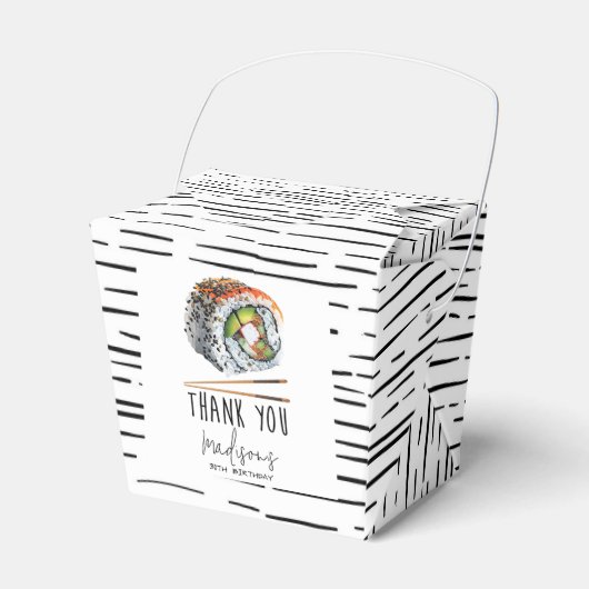 Zwart Wit Sushi Volwassen Verjaardag Bedankdoosjes (Voorkant Zijde)