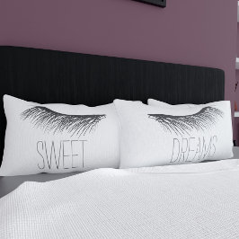 Zwart-wit Sweet Dreams Lashes Kussen Hoesje Kussensloop