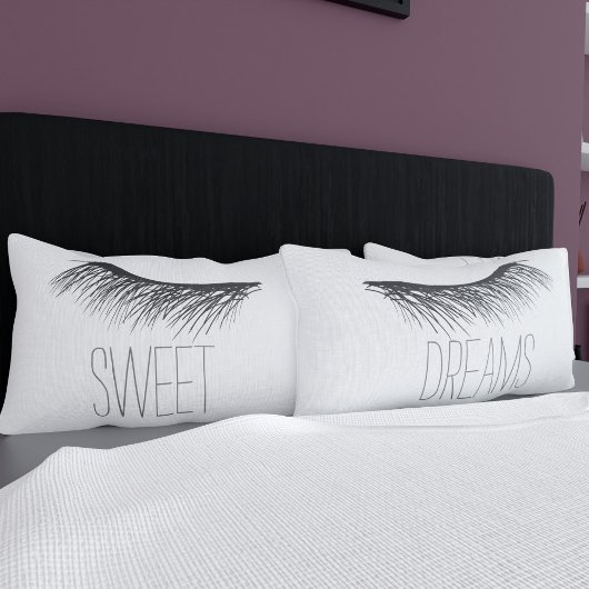 Zwart-wit Sweet Dreams Lashes Kussen Hoesje Kussensloop