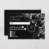 Zwart-wit Swirl bruiloft RSVP (Voorkant / Achterkant)