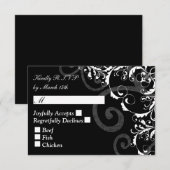 Zwart-wit Swirl bruiloft RSVP Kaartje (Voorkant / Achterkant)