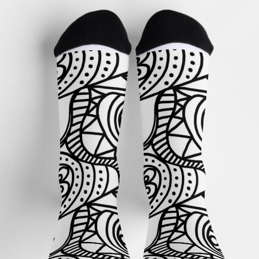 ZWART WIT SWIRL design Crew Sokken (Top)