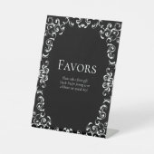 Zwart Wit Swirl Gothic Wedding Reclamebord Met Voetstuk (Voorkant)