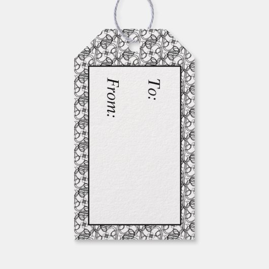 Zwart-wit Swirls Gift Labels Cadeaulabel (Achterkant)