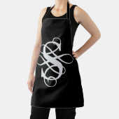 Zwart-wit Swirly Flourish Initiaal Monogram Schort (Insitu)