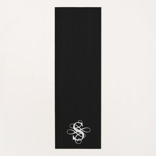 Zwart-wit Swirly Initiaal Monogram Yogamat (Voorkant)