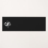 Zwart-wit Swirly Initiaal Monogram Yogamat (Voorkant (horizontaal))