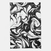 Zwart-wit swirly marmeren patroon theedoek (Verticaal)