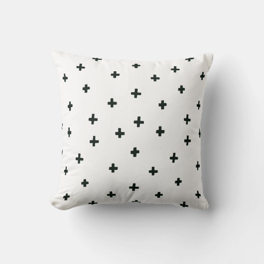 Zwart-wit Swiss Cross Pillow Kussen (Voorkant)