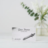 Zwart-wit Sword Tattoo Artist Visitekaartje (Staand voorkant)