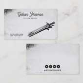 Zwart-wit Sword Tattoo Artist Visitekaartje (Voorkant / Achterkant)