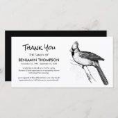 Zwart & Wit Symbolische Kardinaal Roukaart Bedankt (Voorkant / Achterkant)