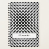 Zwart-wit symmetrisch Arabesk patroon Planner (Voorkant)