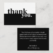 Zwart & Wit Sympathie Uitvaart Dank u kaart Notitiekaartje (Voorkant / Achterkant)