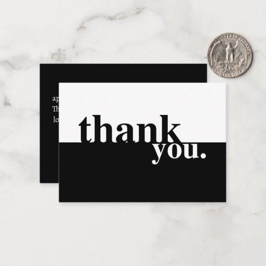 Zwart & Wit Sympathie Uitvaart Dank u kaart Notitiekaartje (Voorkant / Achterkant in situ)