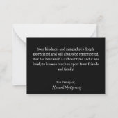 Zwart & Wit Sympathie Uitvaart Dank u kaart Notitiekaartje (Achterkant)
