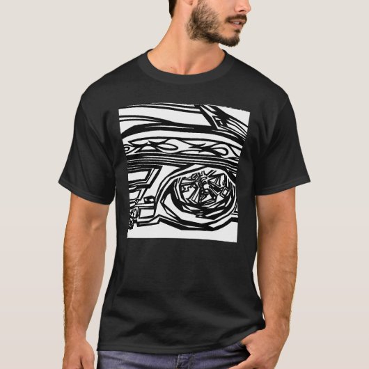 Zwart-wit T-shirt met Z&W corvette (Voorkant)