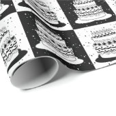Zwart wit taart geruite blokprint cadeaupapier (Rol Hoek)