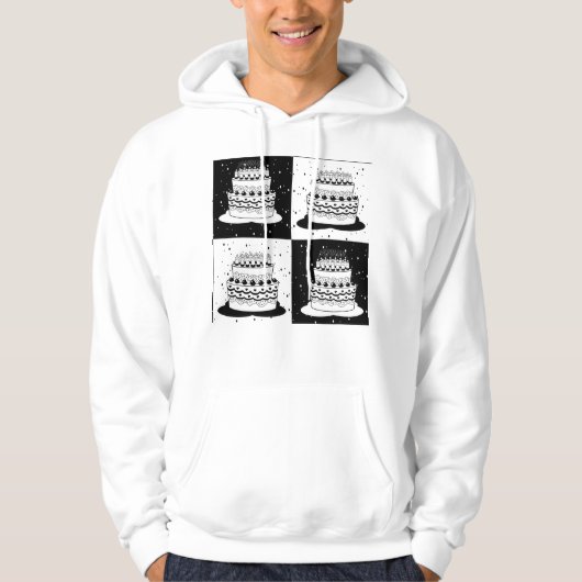 Zwart wit taart geruite blokprint hoodie (Voorkant)