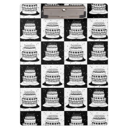 Zwart wit taart geruite blokprint klembord