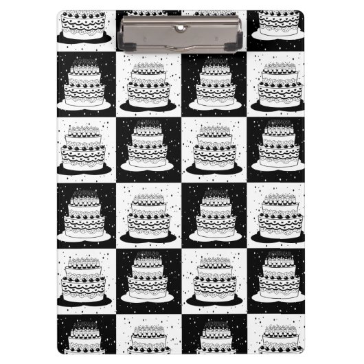 Zwart wit taart geruite blokprint klembord (Voorkant)