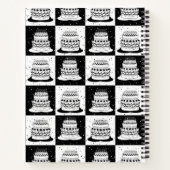 Zwart wit taart geruite blokprint notitieboek (Achterkant)