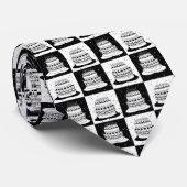 Zwart wit taart geruite blokprint stropdas (Opgerold)