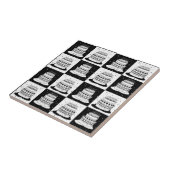 Zwart wit taart geruite blokprint tegeltje (Zijkant)