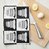 Zwart wit taart geruite blokprint theedoek (Quarter Fold)