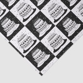 Zwart wit taart geruite blokprint tissuepapier (Detail)