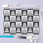 Zwart wit taart geruite blokprint tissuepapier (Craft)