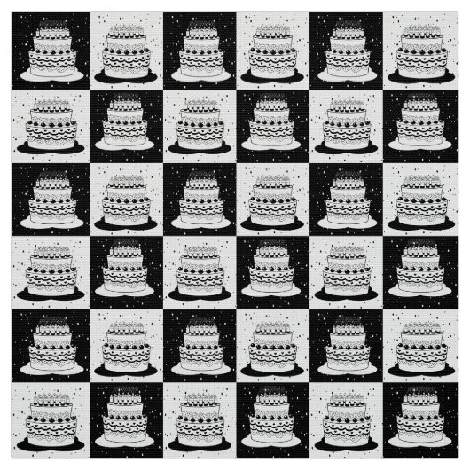 Zwart-wit taart stof (Swatch)