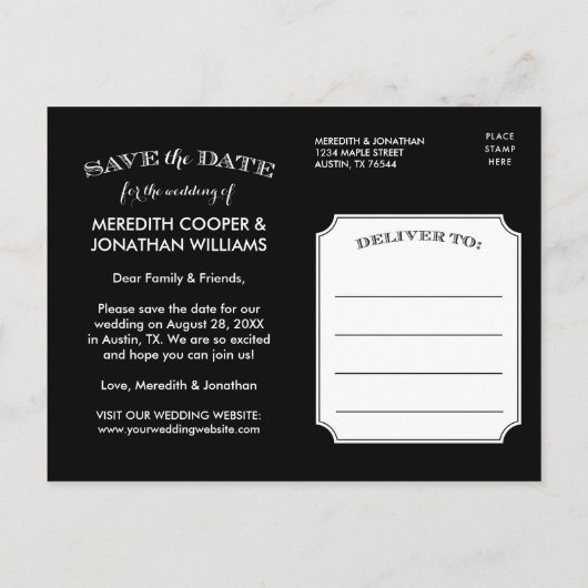 Zwart-wit tabblad Moderne foto Save the Date Aankondigingskaart (Achterkant)