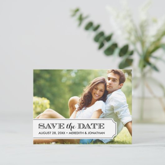 Zwart-wit tabblad Moderne foto Save the Date Aankondigingskaart (Staand voorkant)