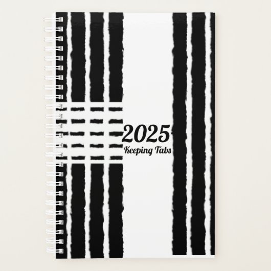 Zwart-wit Tabby Strepen Met harten Planner (Voorkant)