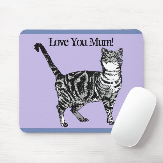 Zwart-wit tablet Kat-liefdesmager Mat-Paars Muismat (Met muis)