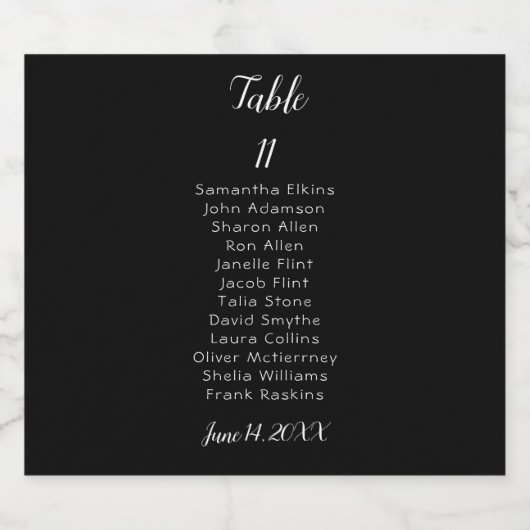 Zwart-wit Tafelnummer Bruiloft Sparkling Wijnetiket (Enkel label)