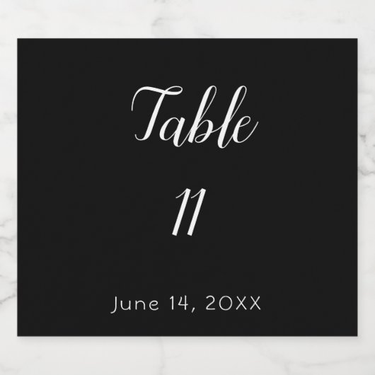 Zwart-wit Tafelnummer Bruiloft Sparkling Wijnetiket (Enkel label)