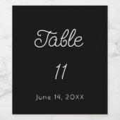 Zwart-wit Tafelnummer Bruiloft Wijn Etiket (Enkel label)