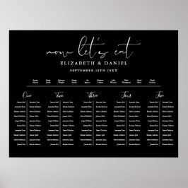 Zwart-wit tafelplan Huwelijks zitplaatsindeling Poster