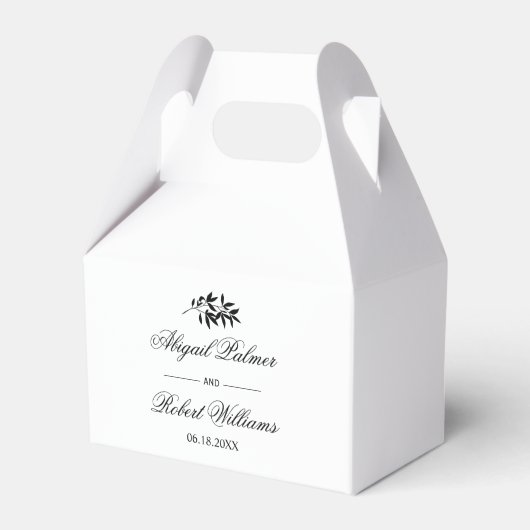 Zwart-wit tak Old Money bruiloft Bedankdoosjes (Voorkant Zijde)
