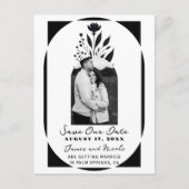 Zwart & Wit Tall Floral Modern Save the Date Aankondigingskaart (Voorkant)