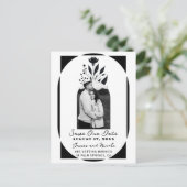 Zwart & Wit Tall Floral Modern Save the Date Aankondigingskaart (Staand voorkant)