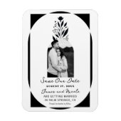 Zwart & Wit Tall Floral Modern Save the Date Magneet (Verticaal)