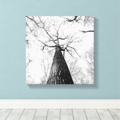 Zwart-wit Tall Trees Forest Canvas Afdruk (Insitu (Houten vloer))